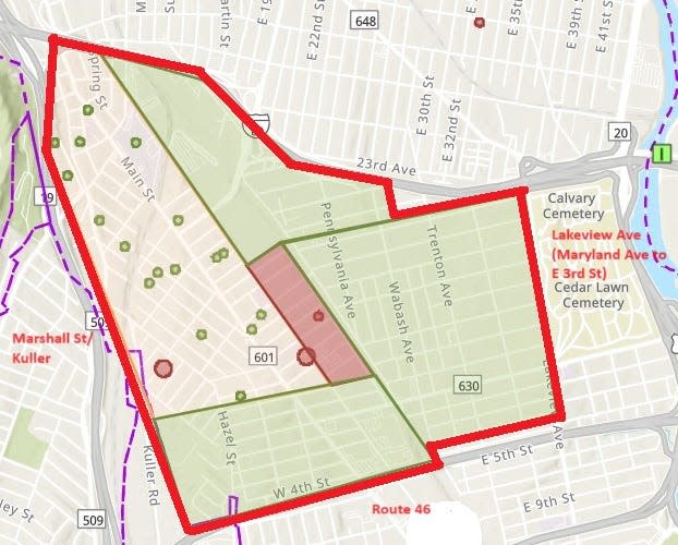 A map provided by the Passaic Valley Water Commission showing the areas affected by the boil water advisory.