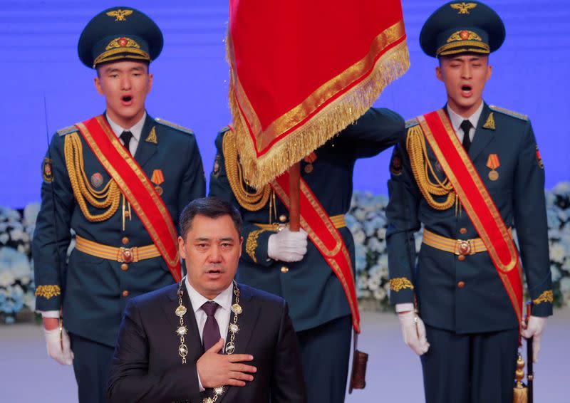 FILE PHOTO: Kyrgyz President-elect Sadyr Japarov attends an inauguration ceremony in Bishkek