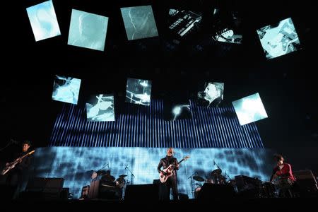 Radiohead performs at the Coachella Valley Music and Arts Festival in Indio, California April 14, 2012. REUTERS/David McNew/File Photo - RTX2COSN