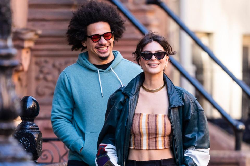 NEW YORK, NEW YORK - FEBRUARY 10: Eric Andre (L) and Emily Ratajkowski are seen in the West Village on February 10, 2023 in New York City. (Photo by Gotham/GC Images)
