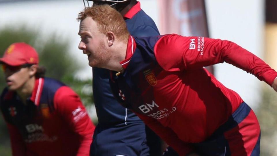 Ben Ward bowls for Jersey