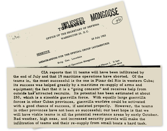 Excerpts from Brig. Gen. Edward Lansdale’s Operation Mongoose memo. (Photo: No credit)