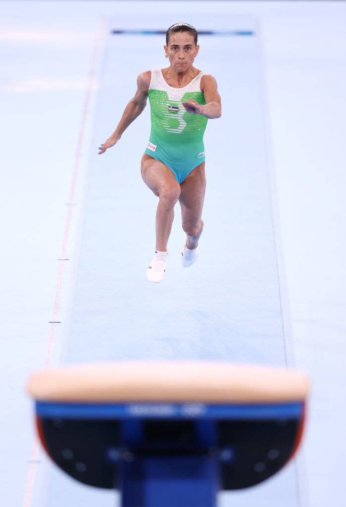 Oksana running towards the vault