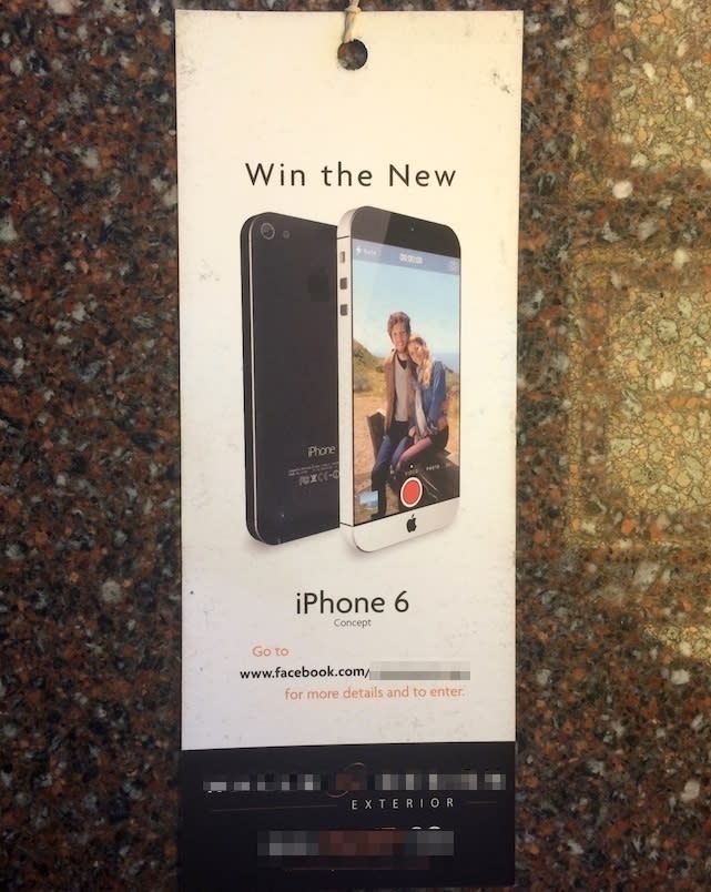 Stupid door hanger advertising iPhone 6 giveaway