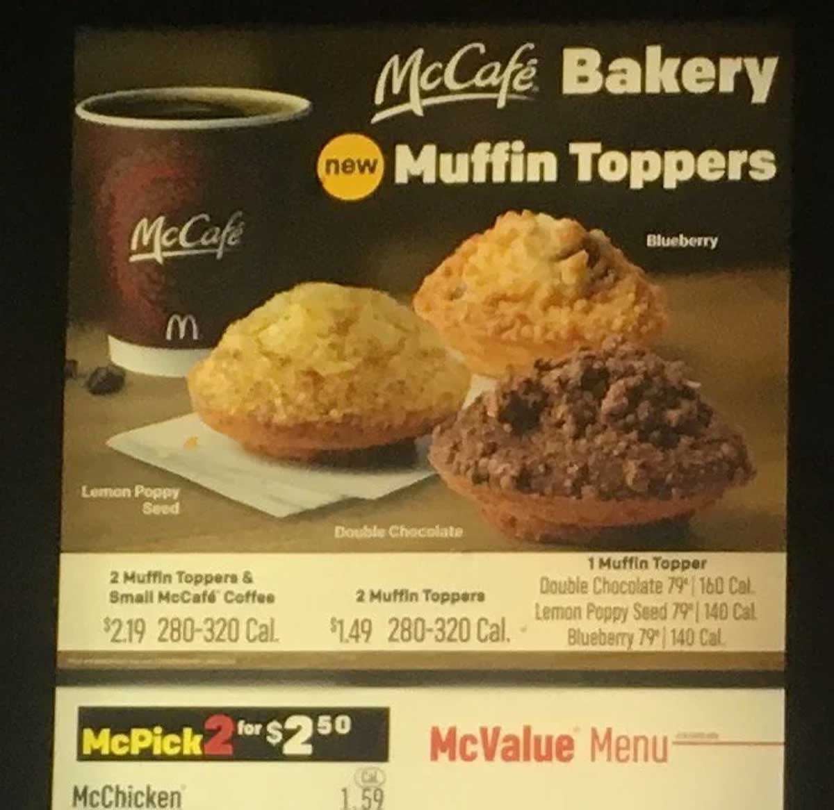 Advertisement for McDonald's McCafe Muffin Toppers
