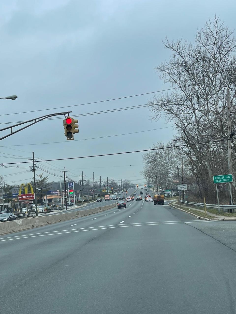 Route 130 North in Delran is shown at the traffic light at Haines Mill Road. The next light near the McDonald's is Chester Avenue. Many new restaurants and businesses are coming into town. A Chipotle and storage place were recently approved just up the road.