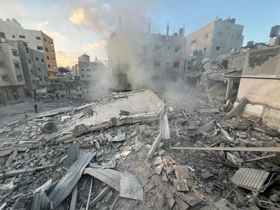 The aftermath of an Israeli airstrike in Gaza on December 1, 2023.