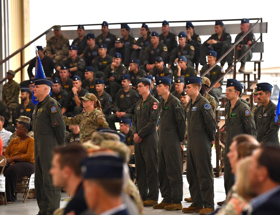 The crowd in attendance for the 80th Flying Training Wing change of command ceremony on Wednesday at Sheppard Air Force Base.