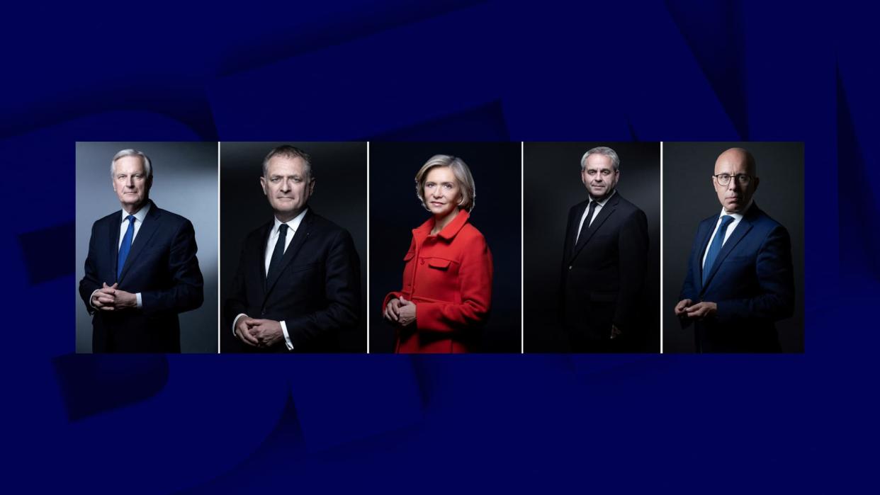 Les cinq candidats au congrès Les Républicains du 4 décembre 2021 - JOËL SAGET / AFP