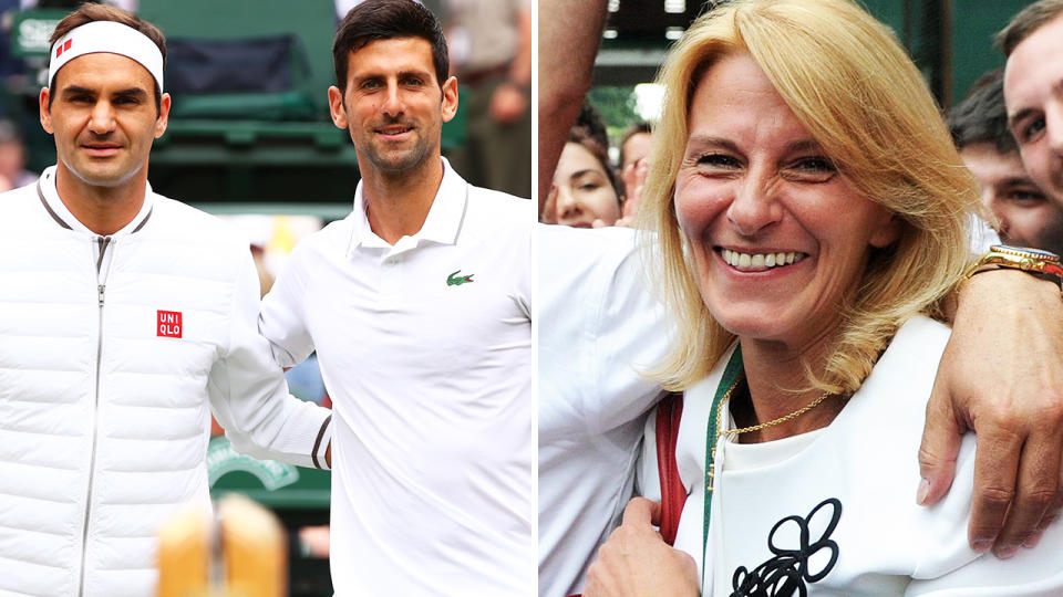 Novak Djokovic's mother Dijana, pictured here after her son beat Roger Federer at Wimbledon.