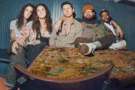 <p>Rock band The Weeks hangs out at N.Y.C.'s Mercury Lounge on March 24.</p>