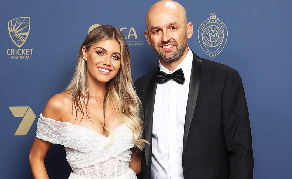 Nathan Lyon and wife Emma.