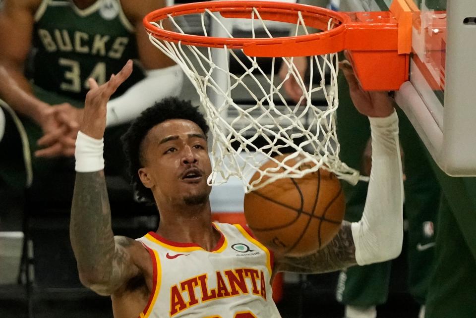 John Collins is averaging 14.6 points and 8.8 rebounds while shooting 56.1% from the field and 36.6% on 3-pointers in the postseason.