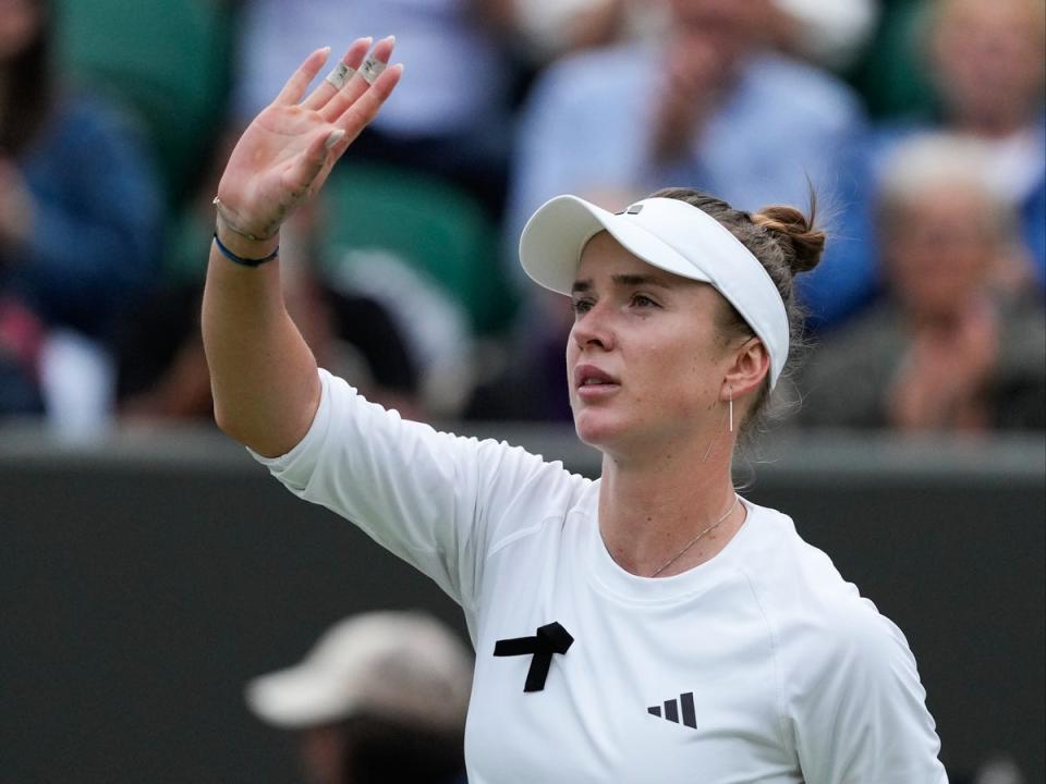 Elina Svitolina of Ukraine waves after defeating Xinyu Wang of China (AP)