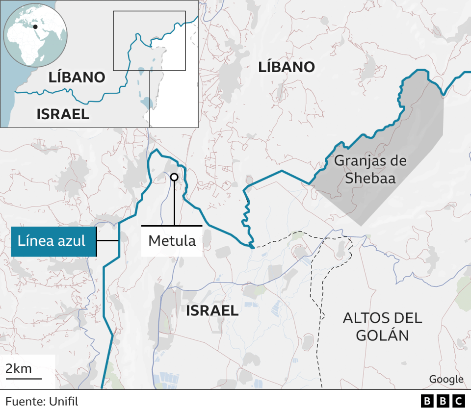 Mapa del norte de Israel.