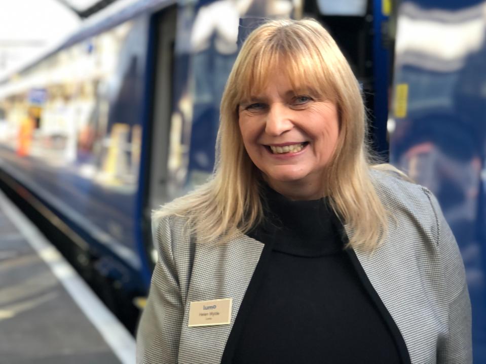 First mover: Helen Wylde, managing director of Lumo, awaiting the departure of the maiden journey from London King’s Cross to Edinburgh Waverley (Simon Calder)