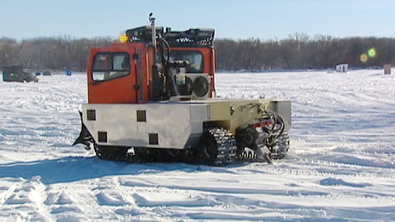 Manitoba sends out Amphibexes to break up ice in preparation for spring