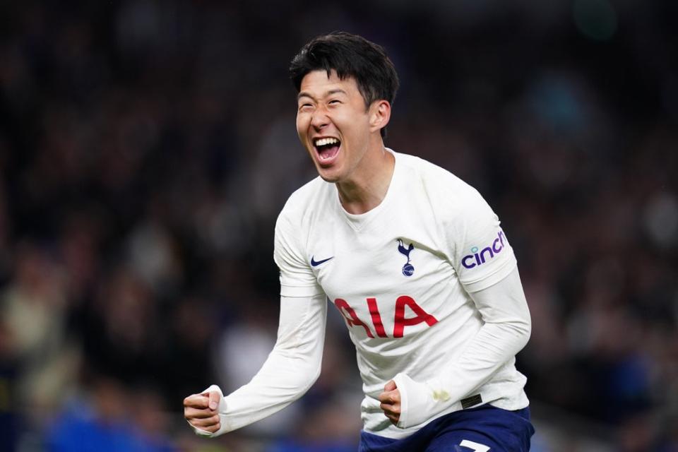 Son Heung-min celebrates Tottenham’s third (John Walton/PA). (PA Wire)