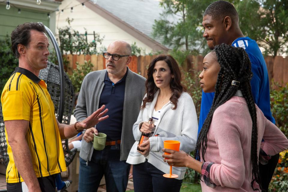 "The Unicorn," starring Walton Goggins, Rob Corddry, Michaela Watkins, Omar Benson Miller and Maya Lynne Robinson, is one of CBS's comedy successes this year.