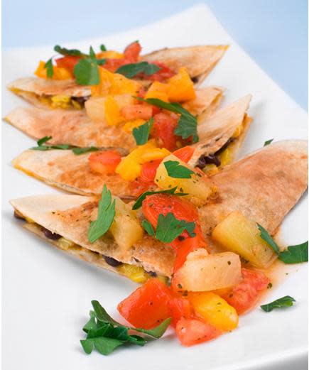 Cilantro Pesto Quesadillas with Mango Corn Salsa