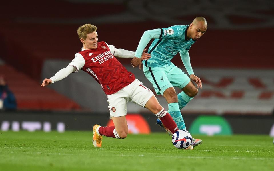 Fabinho registered six tackles against Arsenal, the most of any player in the match - Andrew Powell /Liverpool FC 