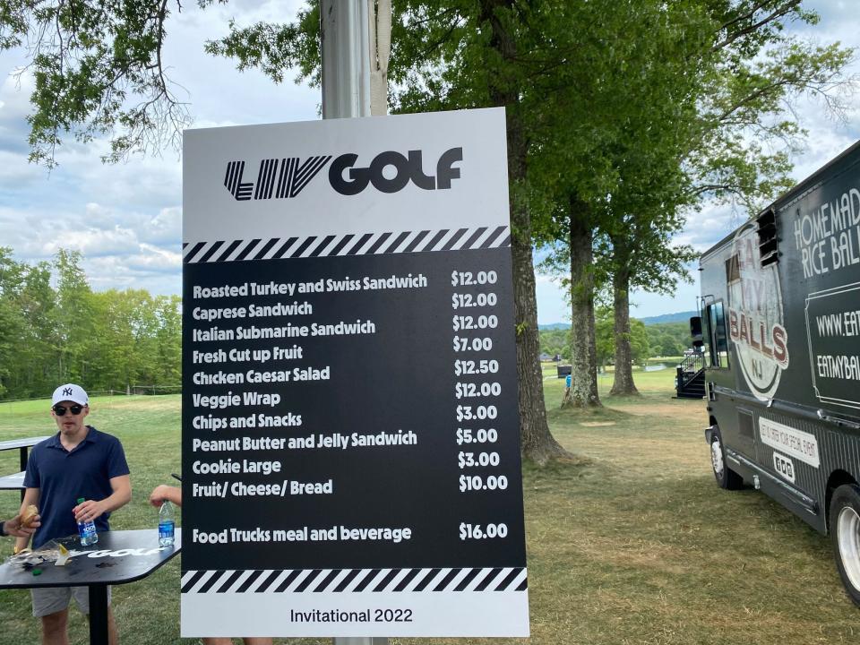 LIV Golf concessions prices.