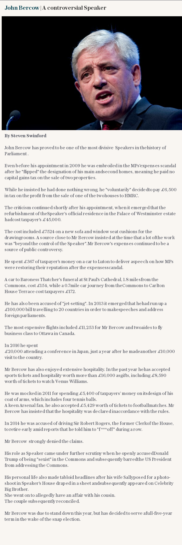 John Bercow | A controversial Speaker