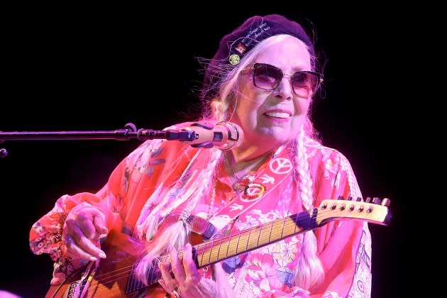 Joni Mitchell performs in concert during "Joni Jam" honoring her at Gorge Amphitheatre on June 10, 2023 in George, Washington.  - Credit: Gary Miller/Getty Images