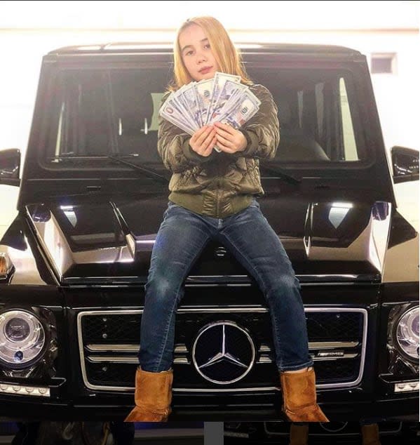 Lil Tay is often seen flashing money, posing on luxury cars and boasting about living an expensive lifestyle. 