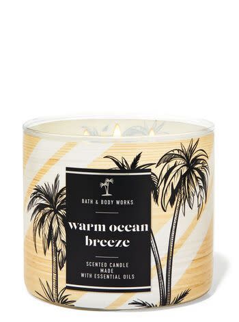 <p><strong>$15.95</strong></p><p><a href="https://www.bathandbodyworks.com/p/warm-ocean-breeze-3-wick-candle-026242904.html?cgid=all-candles#start=22" rel="nofollow noopener" target="_blank" data-ylk="slk:Shop Now;elm:context_link;itc:0;sec:content-canvas" class="link ">Shop Now</a></p><p>People are legit obsessed with Bath & Body Works candles and for good reason. They last a long time and their fragrances linger in the room even when they're not burning. BBW's collection inspired by a tropical vacation will transport you to your favorite beach destination. Warm Ocean Breeze is a mix of ocean sandalwood, warm sage, eucalyptus zest, and coconut with essential oils. It's basically paradise in candle form.</p>