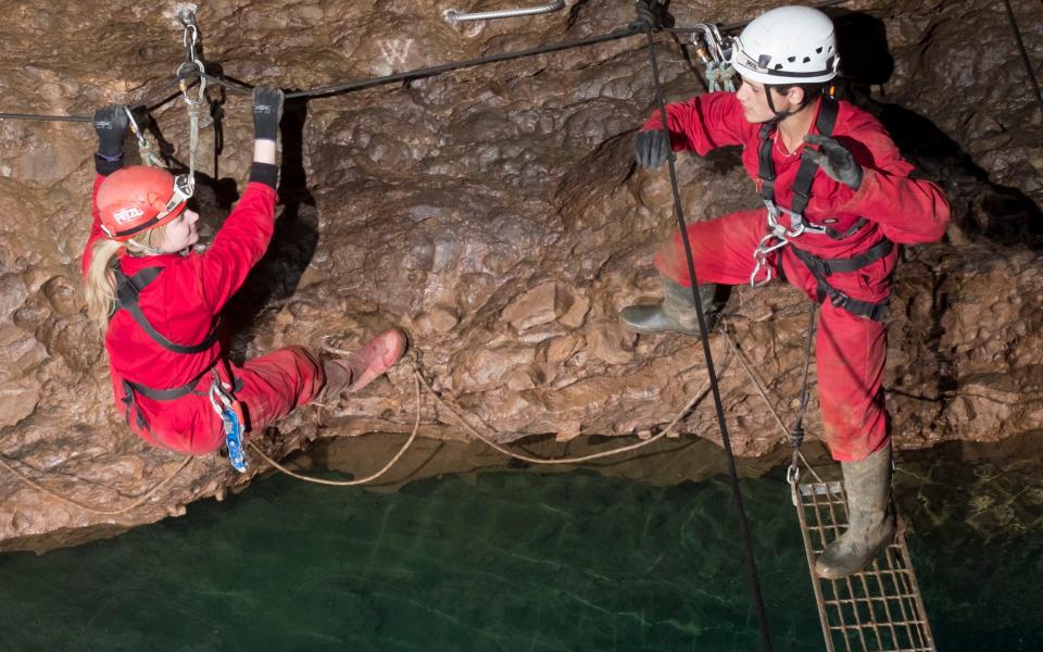 Cavers enjoying the Wild Wookey experience