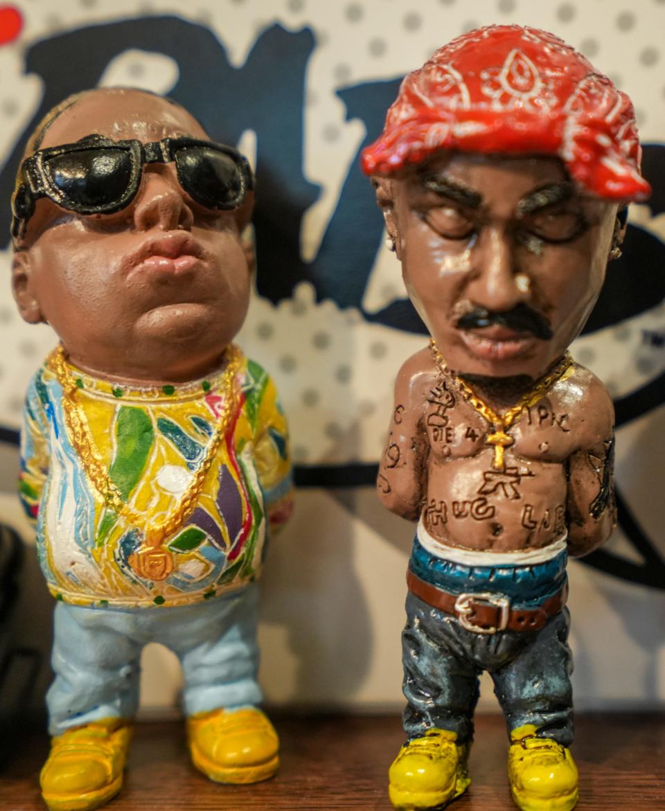 Figures of The Notorious B.I.G. and Tupac Shakur can be found together in Antonia Anderson's hip-hop museum located inside her Milwaukee apartment.