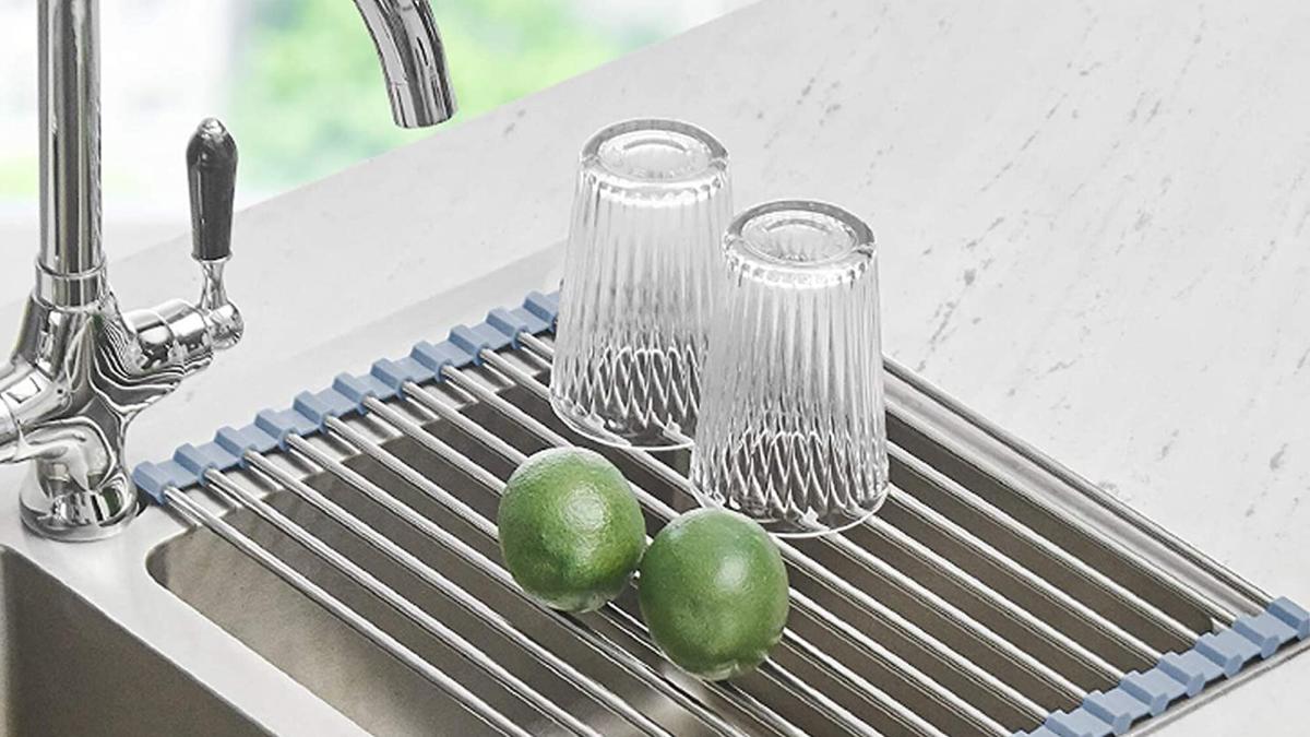 If You're Short on Counter Space, This Clever Dish Drying Mat-Rack Combo Is  Just $14