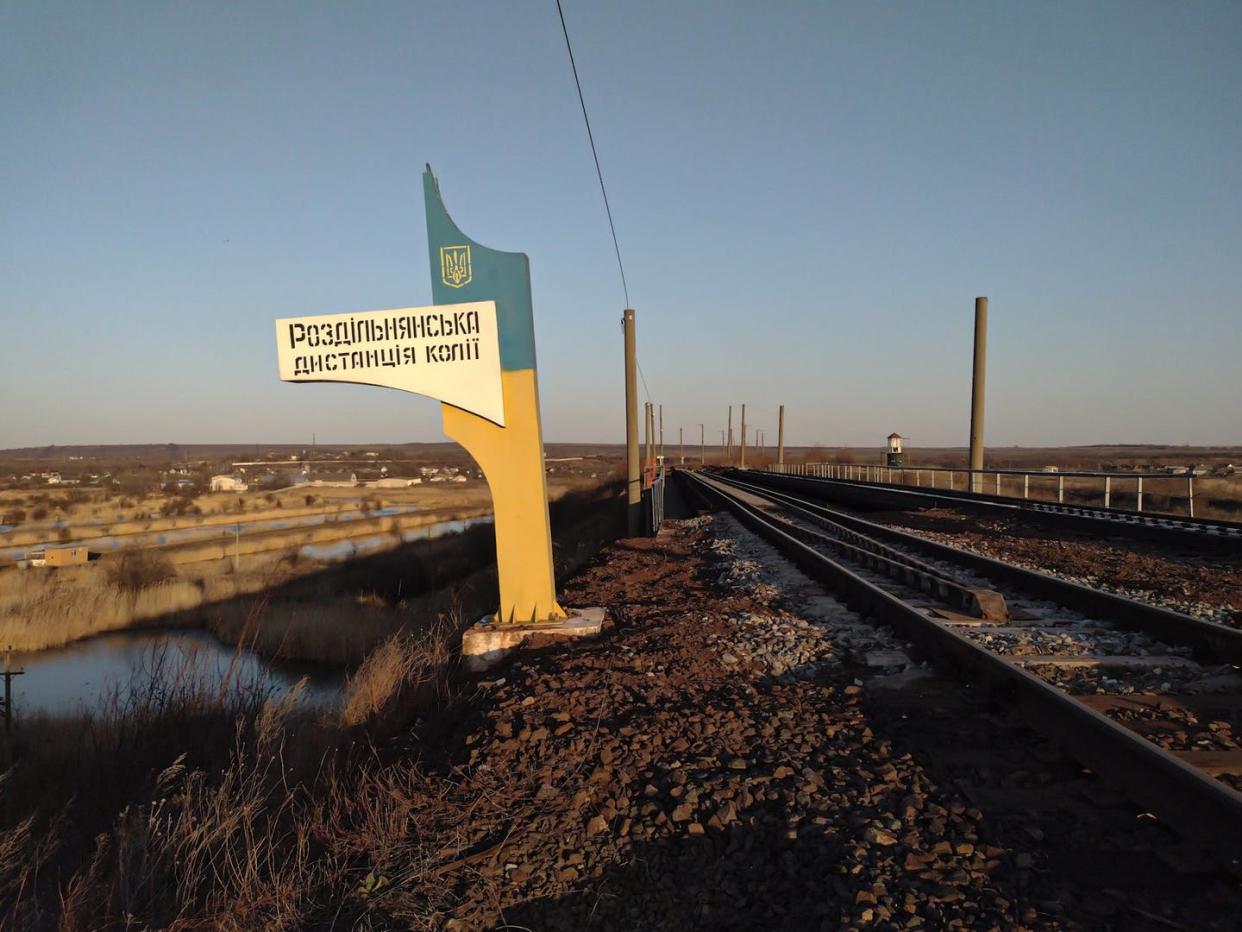 <span class="caption">Ukraine destroyed a railway, shown on April 2, 2022, to prevent passage from Transnistria to Ukraine.</span> <span class="attribution"><a class="link " href="https://media.gettyimages.com/photos/view-of-the-railway-destroyed-by-the-ukrainians-to-prevent-passage-picture-id1239762048?s=2048x2048" rel="nofollow noopener" target="_blank" data-ylk="slk:Andrea Mancini/NurPhoto via Getty Images;elm:context_link;itc:0;sec:content-canvas">Andrea Mancini/NurPhoto via Getty Images</a></span>