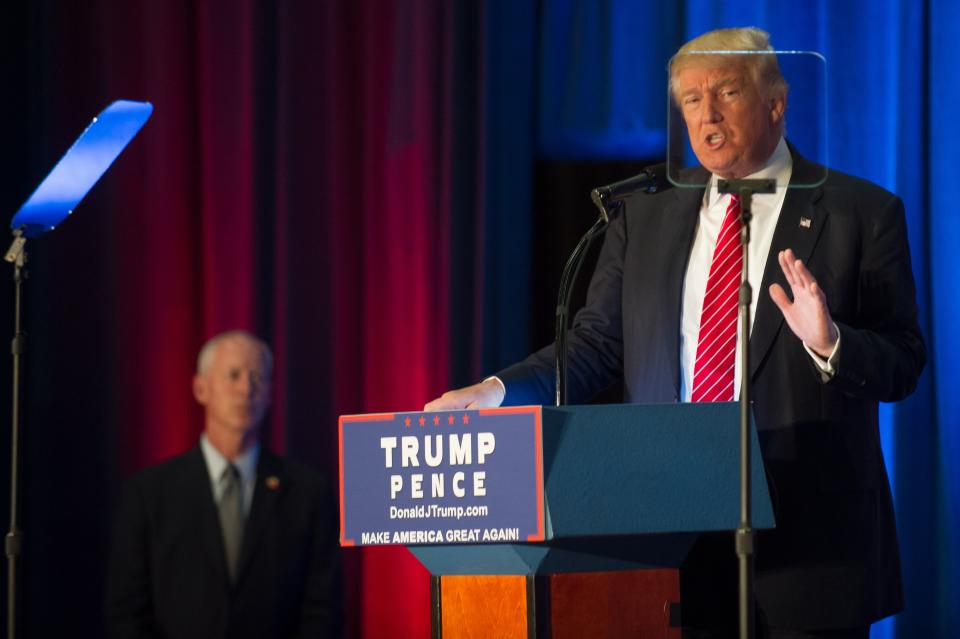 President Donald Trump (and a Teleprompter) back in 2016