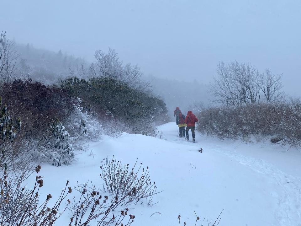 Snowy conditions Jan. 16 made it impossible for a stranded hiker to continue on his planned hike on the Art Loeb Trail, causing him to call 911 for assistance in getting back safely.