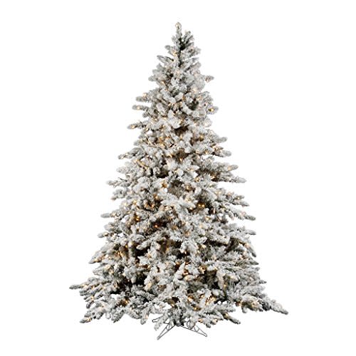 6) 4.5' Vickerman Flocked Utica with Clear Lights