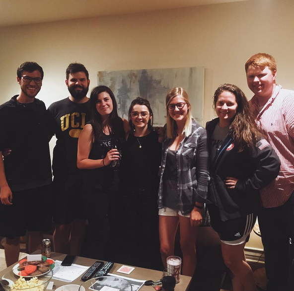 Here she is with the gang. “I had the most amazing time, everyone was so welcoming and excited,” she wrote. “Thanks to Mark, Kate, and company for having us in your lovely flat. Enjoy the rest of Season 6.” 