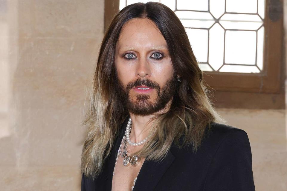 <p>Pierre Suu/Getty </p> Jared Leto at the Givenchy show in Paris