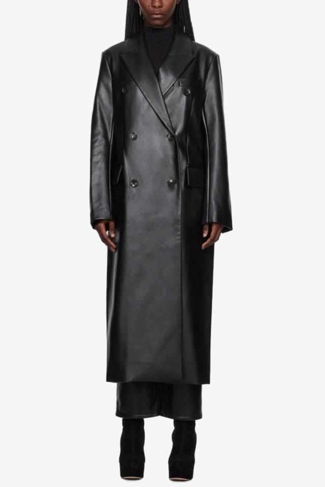 Faux Leather Croc Embossed Belted Trench Coat