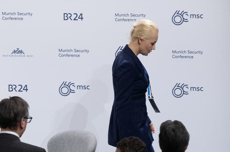 Yulia Navalnaya, wife of Russian activist Alexei Navalny, on stage at the Munich Security Conference. Leading Russian opposition figure Alexei Navalny has died in prison on Friday at the age of 47. Sven Hoppe/dpa