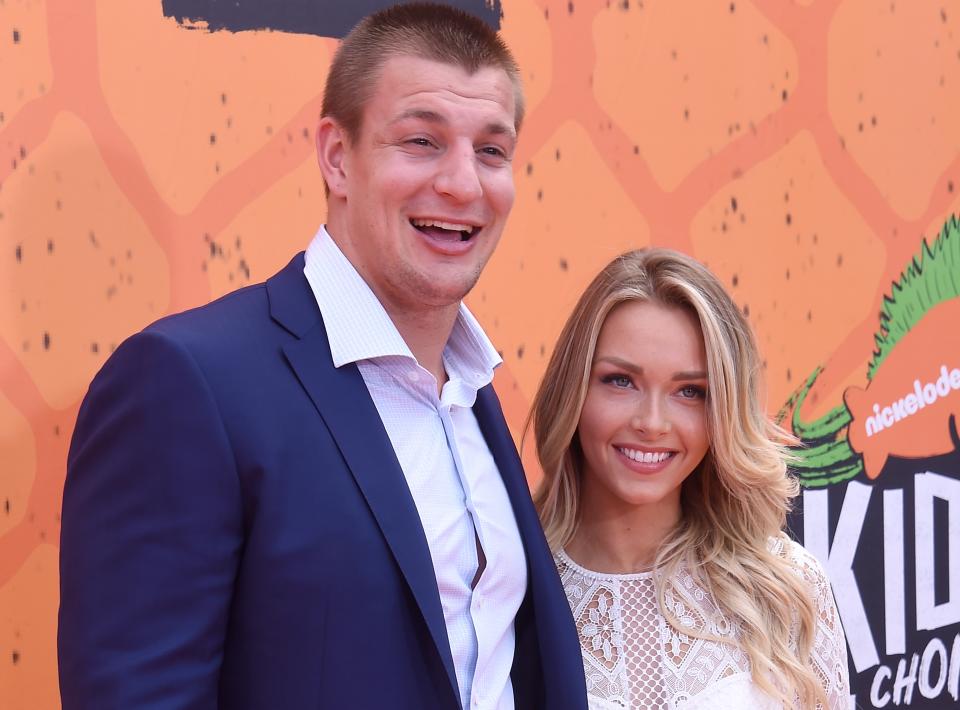 Rob Gronkowski didn’t disappoint while touting <span>Camille Kostek’s upcoming photo shoot for the SI swimsuit issue. (Getty)</span>