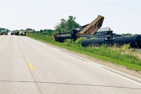 A train derailment along Highway 59 in Minnesota. (Lancaster Fire Dept. )