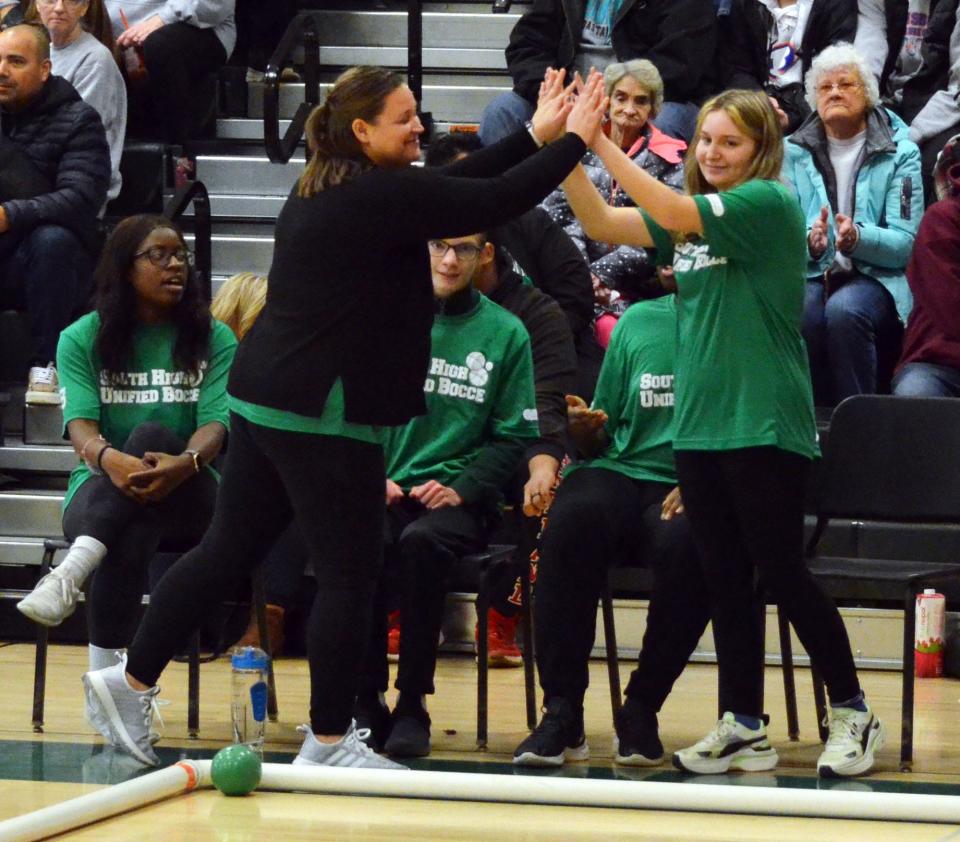 South Hagerstown participates in the Washington County Unified Sports Bocce Championships at South on Jan. 21, 2023.