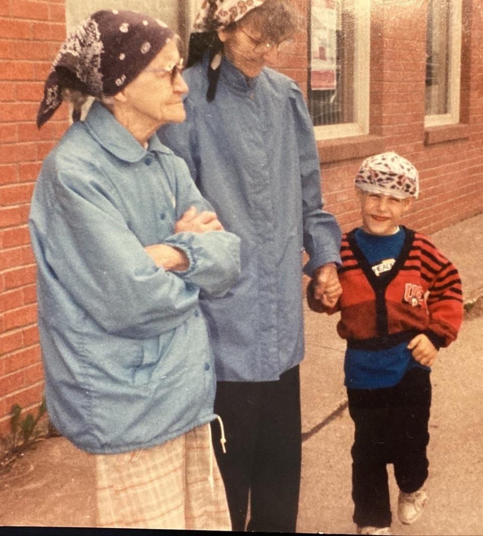 A young Tom Dombeck is shown with his great aunt Dorothy Dallman (left) and grandma Evelyn Dallman (center). Today, Tom is the sports reporter for the Sheboygan Press and Herald Times Reporter.