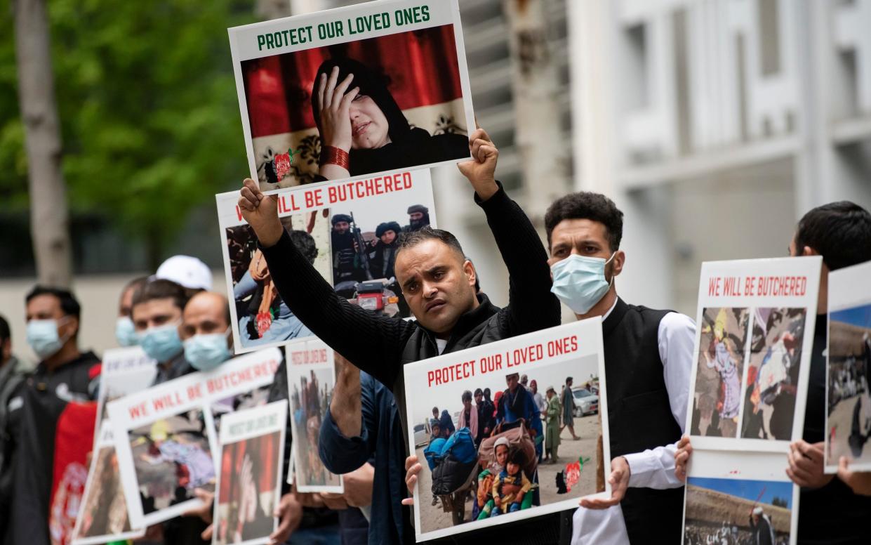 Former interpreters from Afghanistan protest outside the Home Office