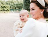 <p>Prince Louis laughing along with his mother, the Duchess of Cambridge, after his <a href="https://www.townandcountrymag.com/society/tradition/g22025900/prince-louis-royal-baby-christening-baptism-photos/" rel="nofollow noopener" target="_blank" data-ylk="slk:christening;elm:context_link;itc:0;sec:content-canvas" class="link ">christening</a>. </p>