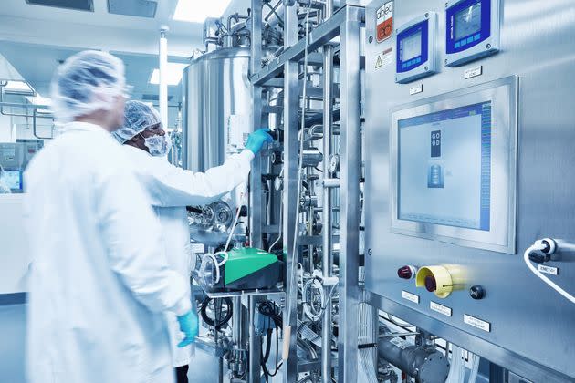 Lab technicians at Good Meat's pilot plant in San Francisco.