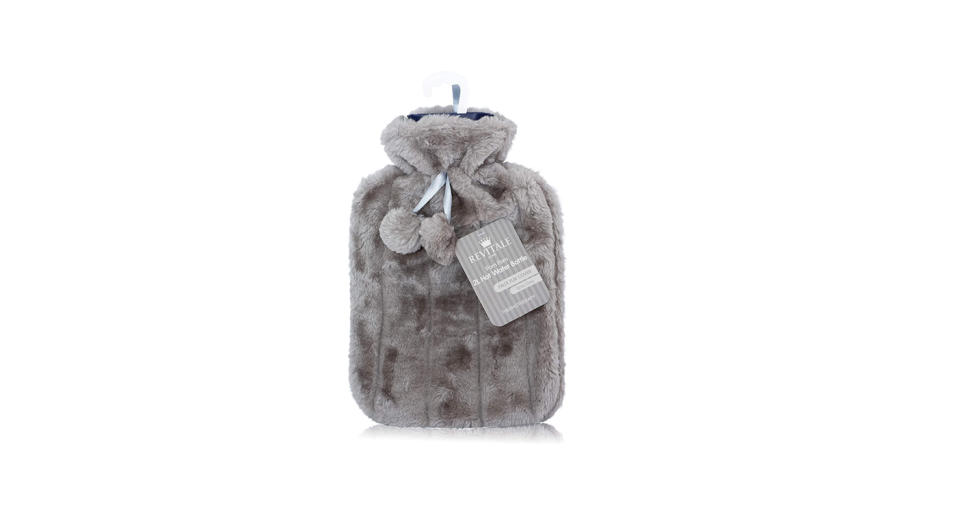 Revitale Luxury Cosy Faux Fur Pom Pom Hot Water Bottle