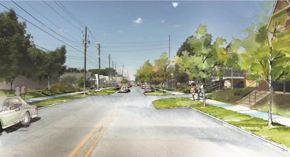 A rendering of the $6.5 million "complete street" project on West Morris Street, which broke ground in March 2022.